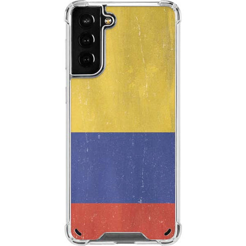 Colombia Flag Distressed Galaxy S21 Plus 5G Clear Case